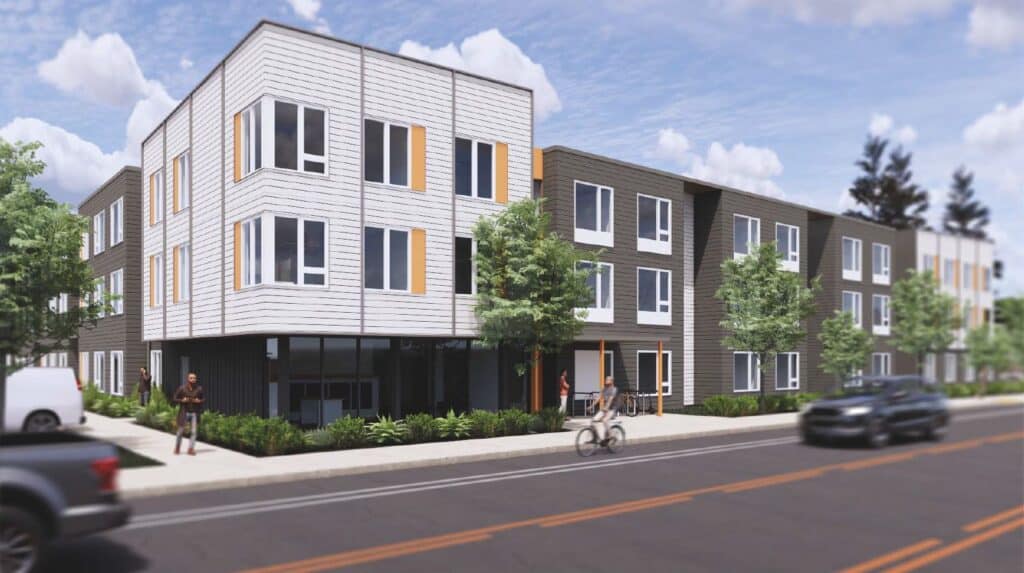 Rendering of exterior of Canopy Apartments at Powell